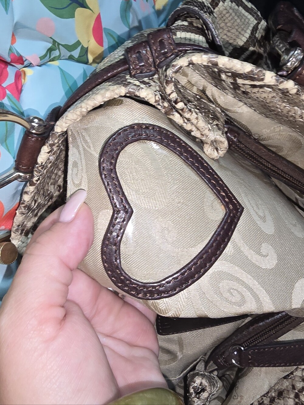 Brighton Python Snake Embossed Leather Bag - Picture 10 of 16